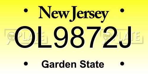 OL9872J New Jersey License Plate