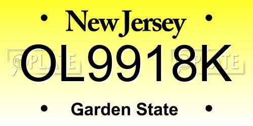 OL9918K New Jersey License Plate