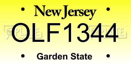 OLF1344 New Jersey License Plate