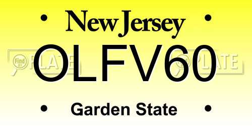 OLFV60 New Jersey License Plate