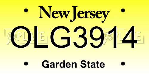 OLG3914 New Jersey License Plate