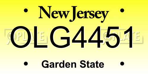 OLG4451 New Jersey License Plate