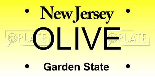 OLIVE New Jersey License Plate