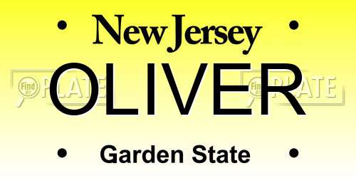 OLIVER New Jersey License Plate