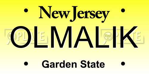 OLMALIK New Jersey License Plate