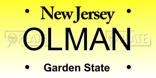 OLMAN New Jersey License Plate