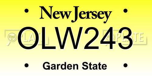 OLW243 New Jersey License Plate