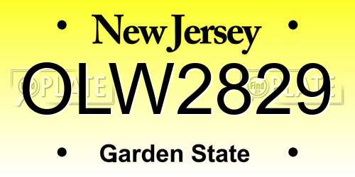 OLW2829 New Jersey License Plate