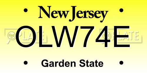 OLW74E New Jersey License Plate