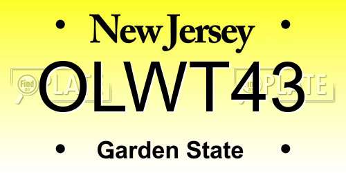 OLWT43 New Jersey License Plate