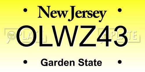 OLWZ43 New Jersey License Plate