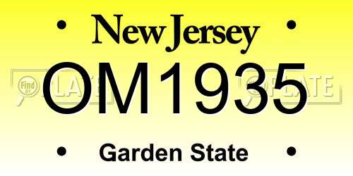 OM1935 New Jersey License Plate