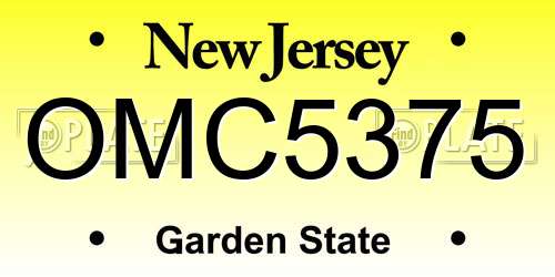 OMC5375 New Jersey License Plate