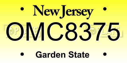 OMC8375 New Jersey License Plate
