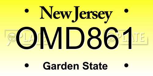 OMD861 New Jersey License Plate