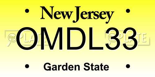 OMDL33 New Jersey License Plate