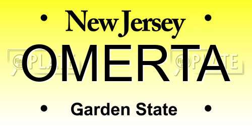 OMERTA New Jersey License Plate