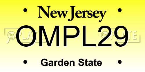 OMPL29 New Jersey License Plate