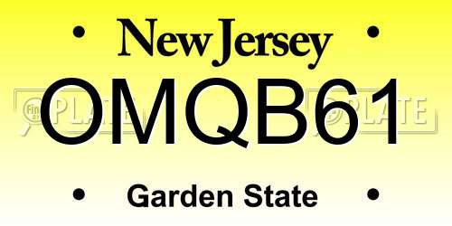 OMQB61 New Jersey License Plate