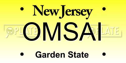 OMSAI New Jersey License Plate