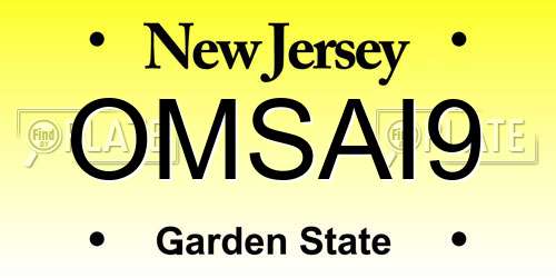 OMSAI9 New Jersey License Plate