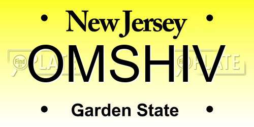 OMSHIV New Jersey License Plate