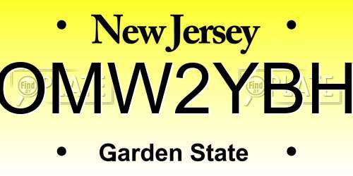 OMW2YBH New Jersey License Plate