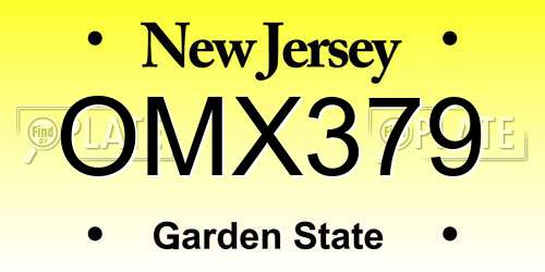 OMX379 New Jersey License Plate