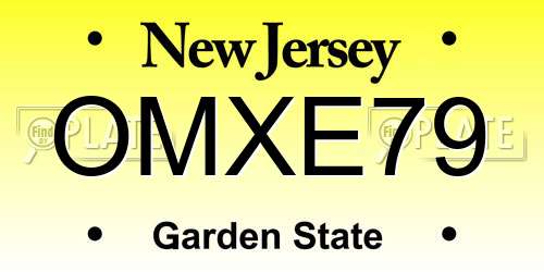 OMXE79 New Jersey License Plate