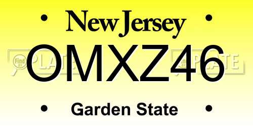 OMXZ46 New Jersey License Plate