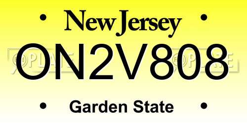 ON2V808 New Jersey License Plate