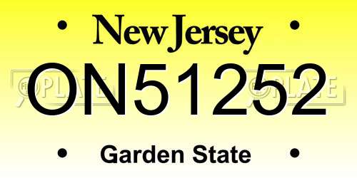 ON51252 New Jersey License Plate