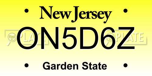 ON5D6Z New Jersey License Plate