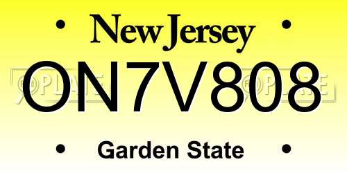 ON7V808 New Jersey License Plate