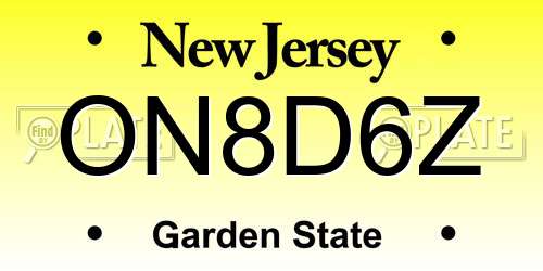 ON8D6Z New Jersey License Plate