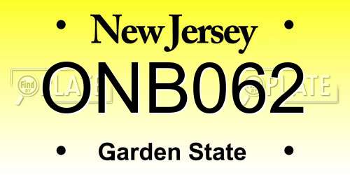 ONB062 New Jersey License Plate