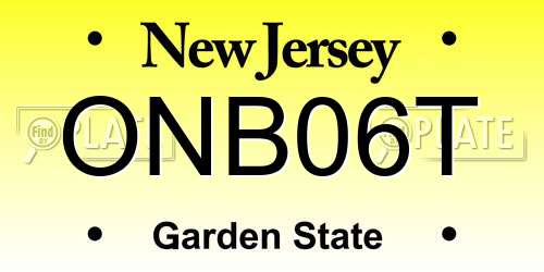 ONB06T New Jersey License Plate