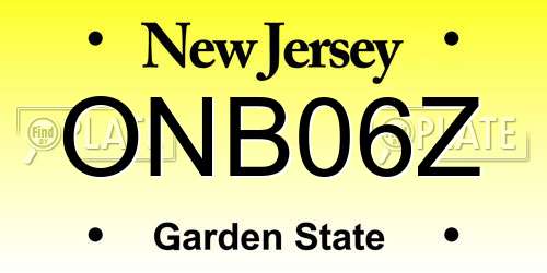 ONB06Z New Jersey License Plate