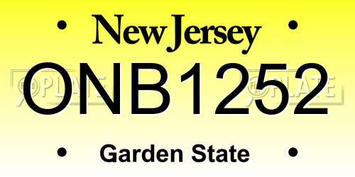 ONB1252 New Jersey License Plate