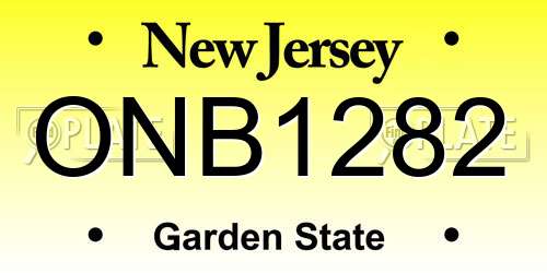 ONB1282 New Jersey License Plate