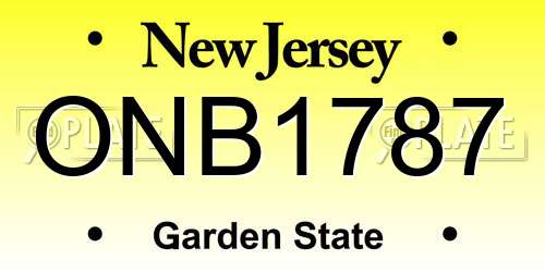 ONB1787 New Jersey License Plate