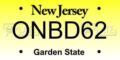 ONBD62 New Jersey License Plate