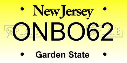 ONBO62 New Jersey License Plate