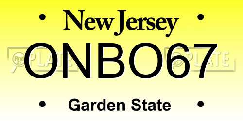 ONBO67 New Jersey License Plate