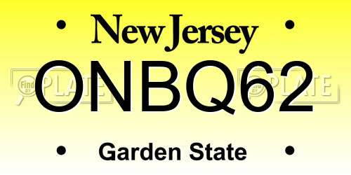 ONBQ62 New Jersey License Plate
