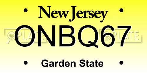 ONBQ67 New Jersey License Plate