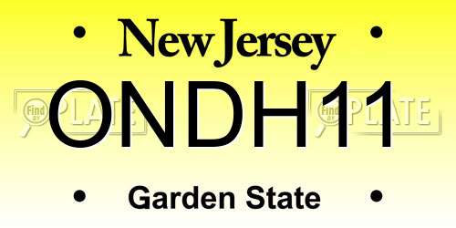 ONDH11 New Jersey License Plate