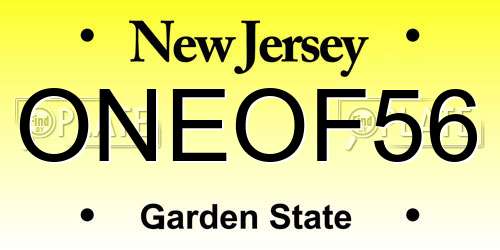 ONEOF56 New Jersey License Plate