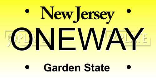 ONEWAY New Jersey License Plate