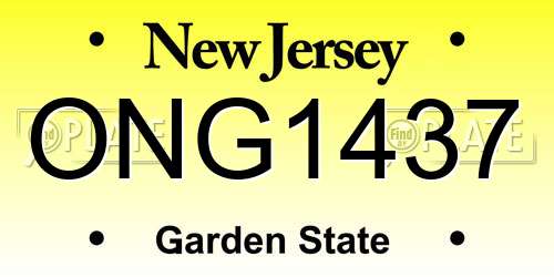 ONG1437 New Jersey License Plate